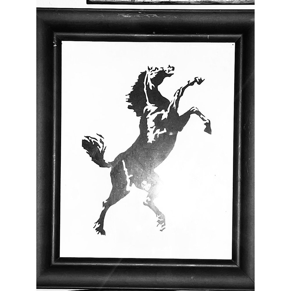 Vintage detailed Framed Papercut Horse framed 8x10